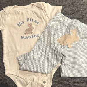 Carter's Cream and Blue Bunny Bodysuit Set